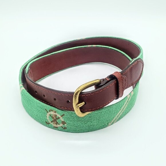 Smathers & Branson Hand-Stitched Needlepoint Leather Belt - Picture 3 of 9